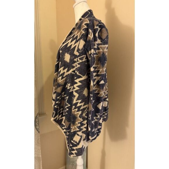 Lucy Brand Open Cardigan Aztec Western Country S Beige Blue Light Lace look - Picture 6 of 13